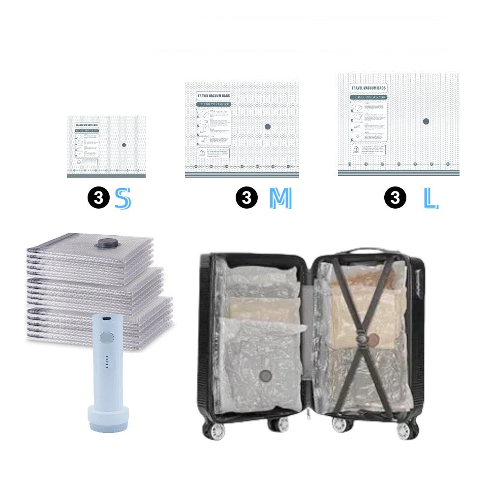 Travel Vacuum Compression Storage Bags with Electric Air Pump