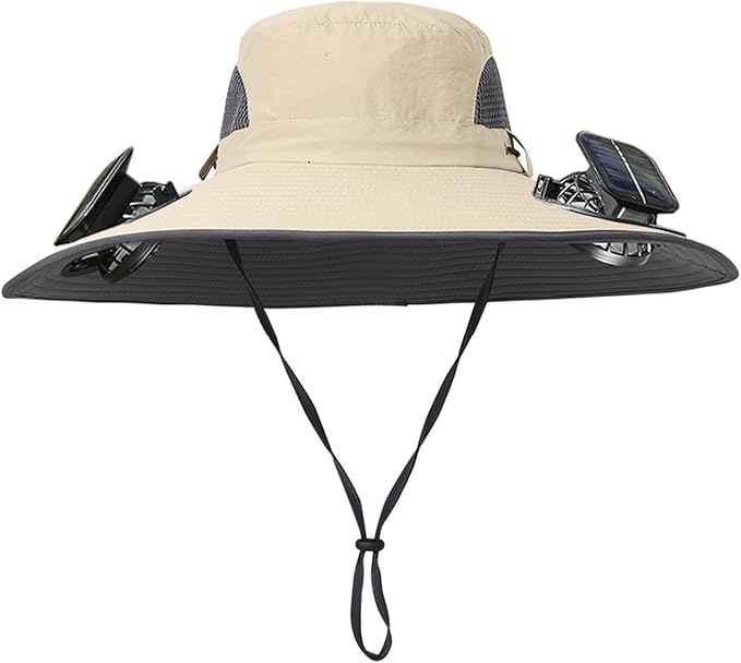 Wide Brim Sun Hat with 2 Solar Fan