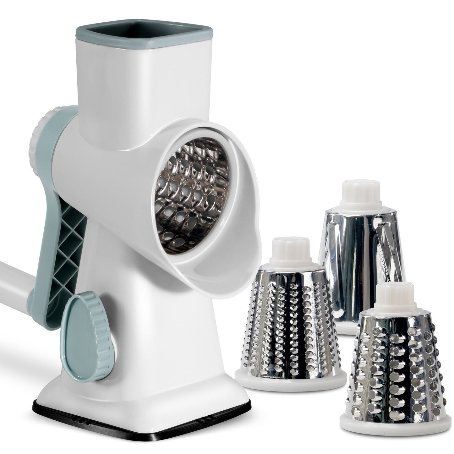 Rotary Grater for Kitchen, Kitchen Grater Vegetable Slicer with 3 Drum Blades