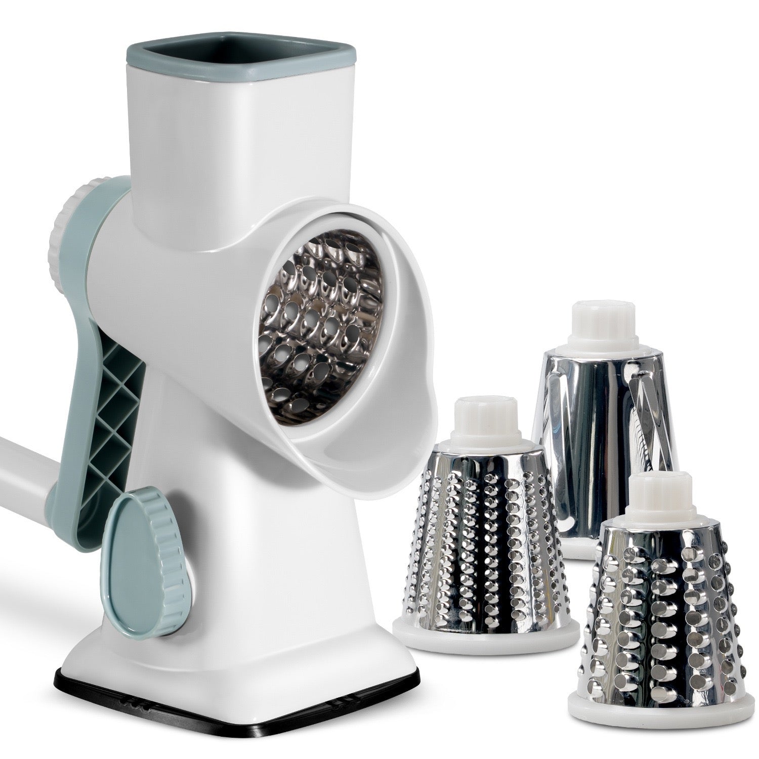 Rotary Grater for Kitchen, Kitchen Grater Vegetable Slicer with 3 Drum Blades