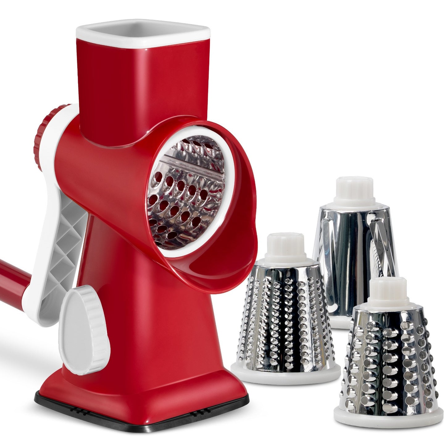 Rotary Grater for Kitchen, Kitchen Grater Vegetable Slicer with 3 Drum Blades